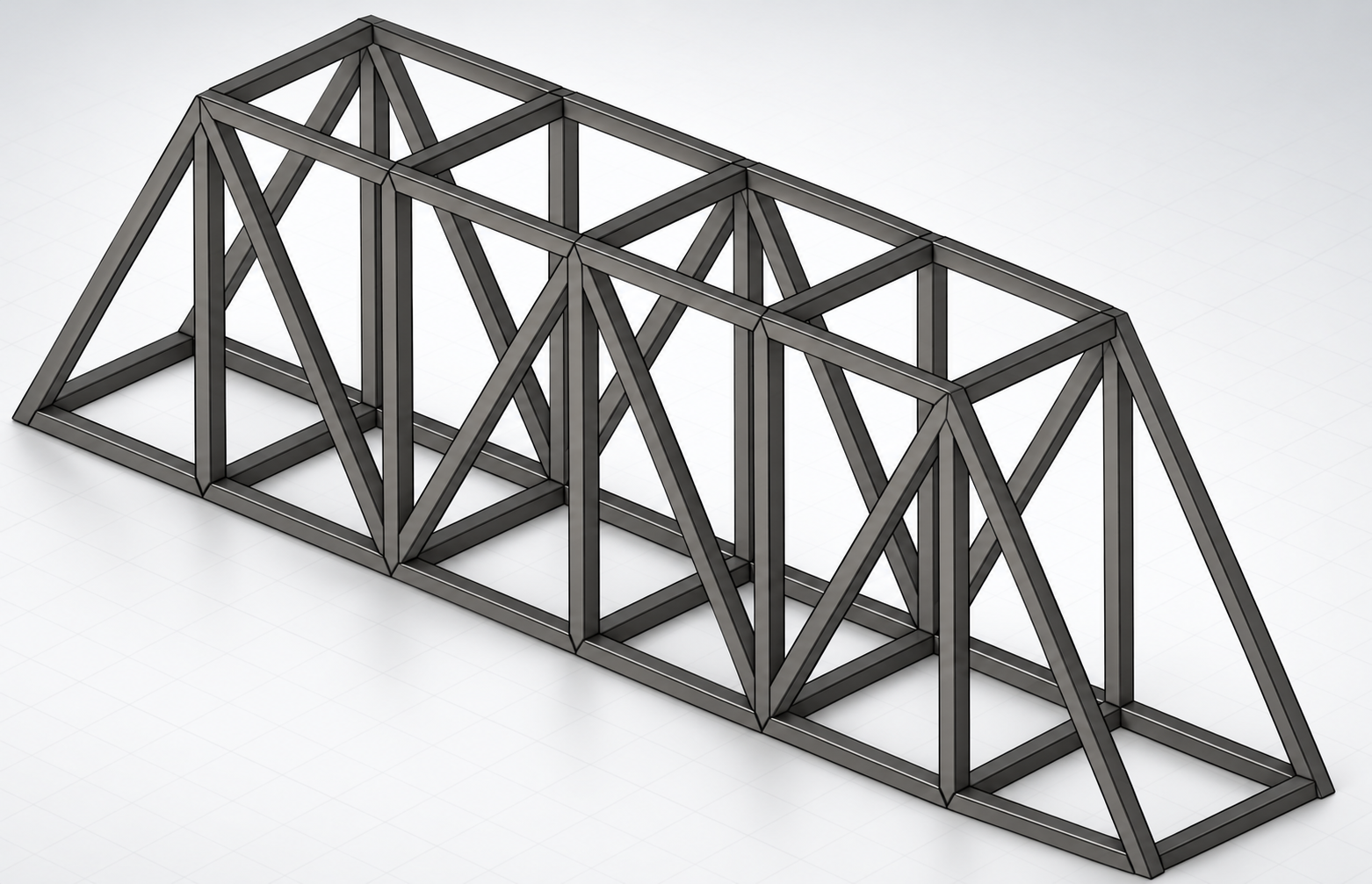 Refined Fusion 360 rendering of a through-truss bridge design